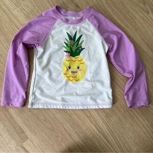 Mike n Mermaids Kids Pineapple Rash Guard - Purple and White